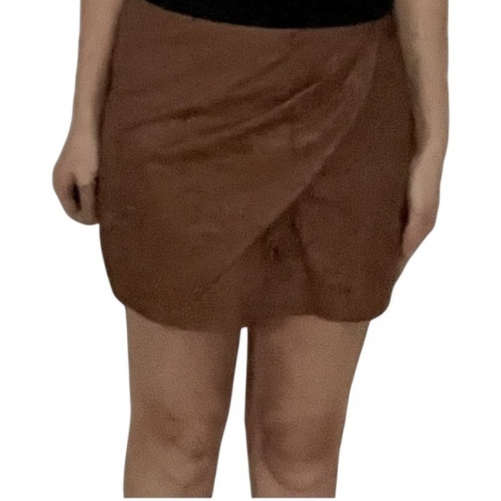 Free People brown vegan leather mini skirt, size 0.